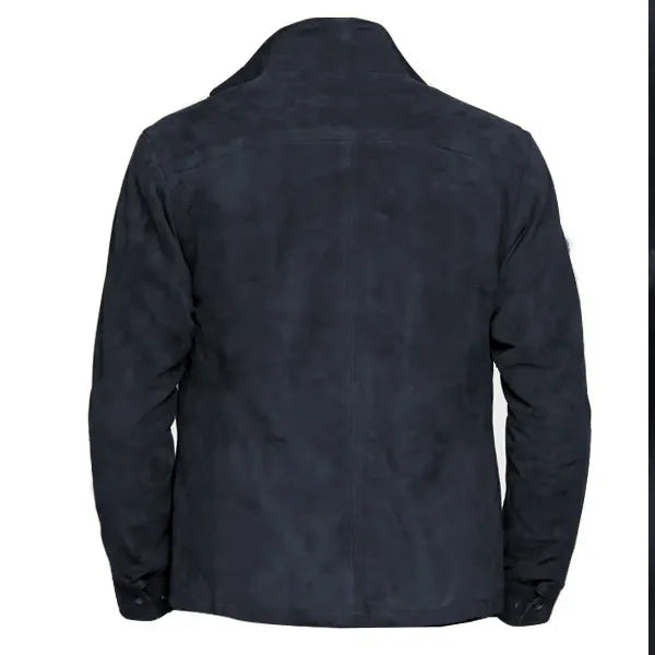 Men's Vintage Suede Bomber Jacket Outdoor Stand Collar Polo Zip Pockets Coat