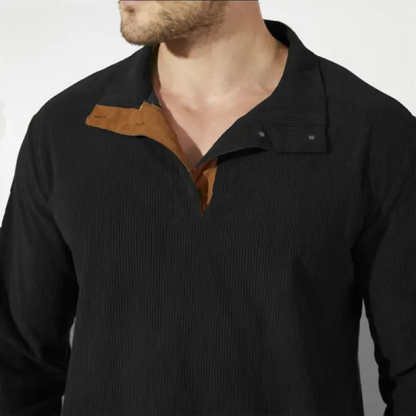 Men's Corduroy Sweatshirt Elbow Patch Sweatshirt Outdoor Casual Stand Collar Long Sleeve Sweatshirt