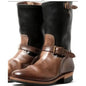 Men's Outdoor Retro Vntage Belt Buckle Low Heel PU Boots