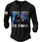 Men's Vintage Fight Never Give Up Printed Long Sleeve T-shirt