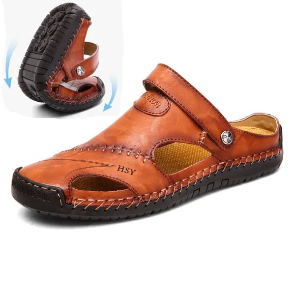 Men's Genuine Leather Two Wear Beach Sandals