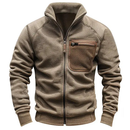 Men's Fleece Outdoor Retro Keep Warm Patchwork Contrasting Coat