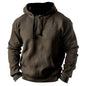 Men's Vintage Drawstring Henley Collar Waffle Hoodie