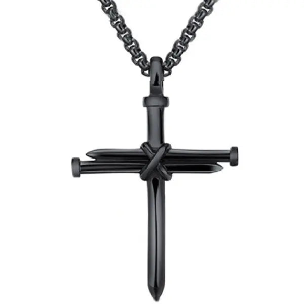 Mens Simple Cross Nail Necklace Pendant