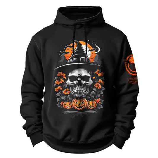 Halloween Pumpkin Skull Print Hoodie