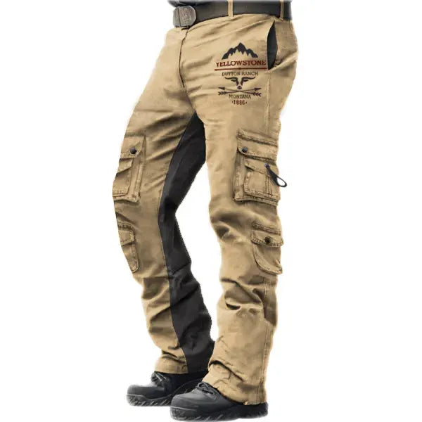 Men's Tactical Pants Outdoor Vintage Yellowstone Washed Cotton Washed Multi-pocket Trousers