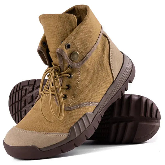 Men's Canvas Tactical Boots Mid-cut Breathable Outdoor Boot