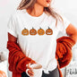 Women's Vintage Halloween Pumpkin Jack-o-Lantern Short Sleeve Crew Neck T-Shirt