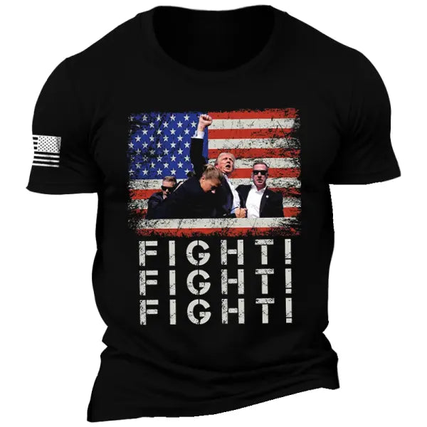 Men's Vintage Fight Never Give Up Printed T-shirt