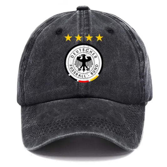 Germany Football DFB Unisex Washed Cotton Sun Hat Vintage Print Casual Cap