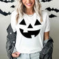 Women's Vintage Halloween Jack-O-Lantern Short Sleeve Crew Neck T-Shirt