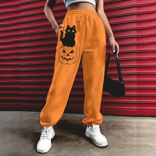 Halloween Pattern Women's Casual Pants Drawstring Pants Jogging Pants Casual