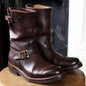 Men's Outdoor Retro Vntage Belt Buckle Low Heel PU Boots