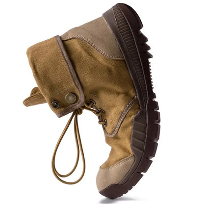 Men's Canvas Tactical Boots Mid-cut Breathable Outdoor Boot