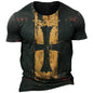 Men's Retro Cross Faith Germany Flag Color Block Print Crew Neck T-Shirt