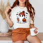 Women's Vintage Halloween Ghost Short Sleeve Crew Neck T-Shirt