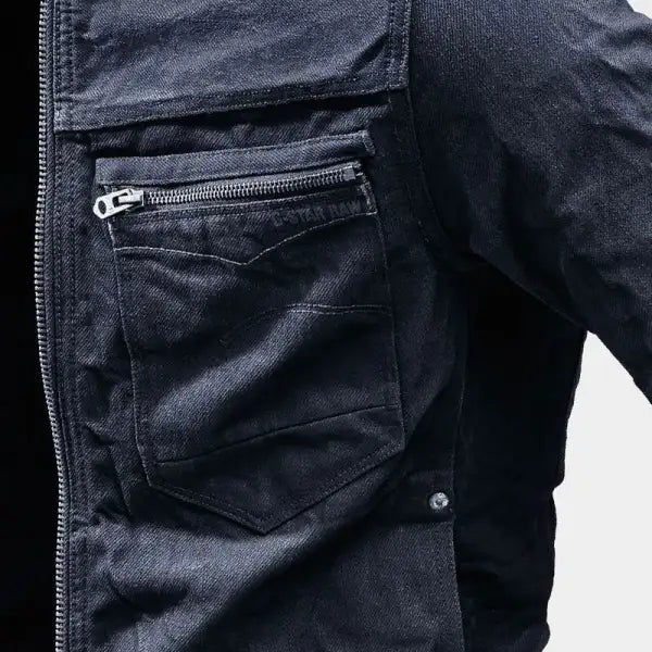 Men's Outdoor Vintage Zip Pocket Denim Jacket