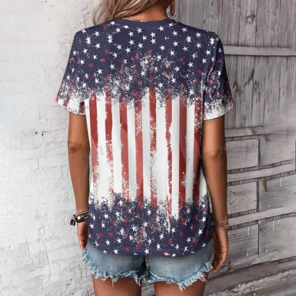 Women's America Too 4th Of July Independence Day Short Sleeve Crew Neck T-Shirt