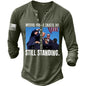 Men's Vintage Fight Never Give Up Printed Long Sleeve T-shirt