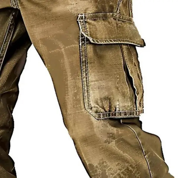 Men's Vintage Old Man Outdoor Military Distressed Multi-pocket Tactical Pants