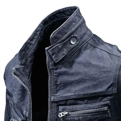 Men's Outdoor Vintage Zip Pocket Denim Jacket