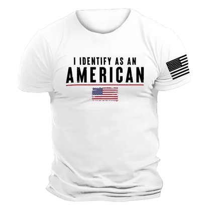 Men's Vintage I Identify As An American Patriotic Print Daily Short Sleeve Crew Neck T-Shirt