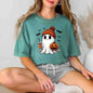 Women's Vintage Halloween Ghost Short Sleeve Crew Neck T-Shirt