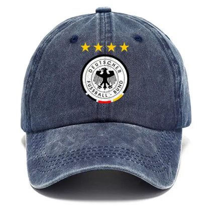 Germany Football DFB Unisex Washed Cotton Sun Hat Vintage Print Casual Cap