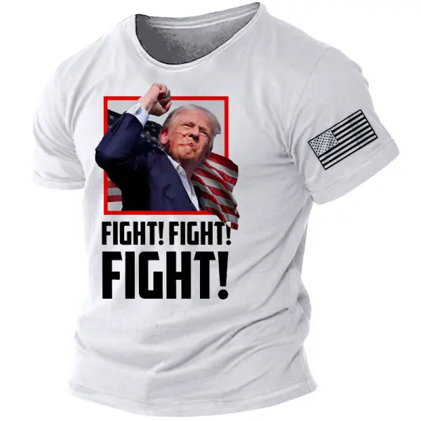 Men's Vintage Fight Never Give Up Printed T-shirt