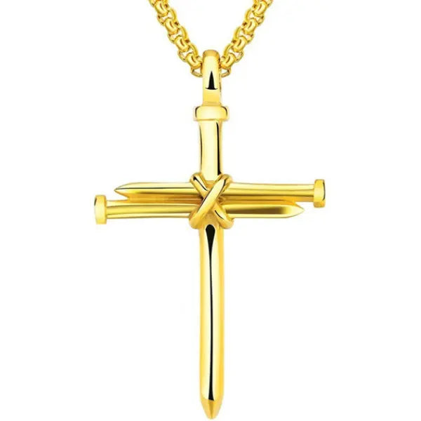 Mens Simple Cross Nail Necklace Pendant