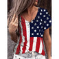 American Flag Print Women's V-Neck T-Shirt