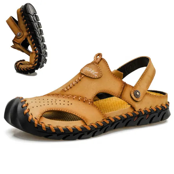 Men's Genuine Leather Two Wear Wear-resistant Sandals And Slippers