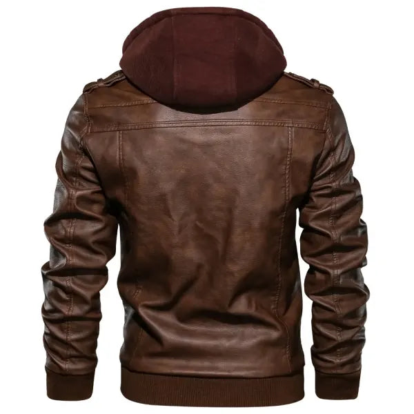 Mens Outdoor Cold-proof Motorcycle Leather Jacket