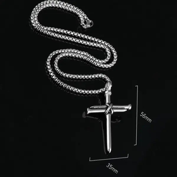 Mens Simple Cross Nail Necklace Pendant