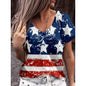 American Flag Print Women's V-Neck T-Shirt