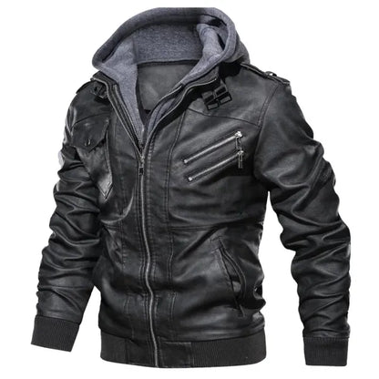 Mens Outdoor Cold-proof Motorcycle Leather Jacket