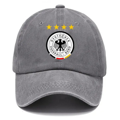 Germany Football DFB Unisex Washed Cotton Sun Hat Vintage Print Casual Cap