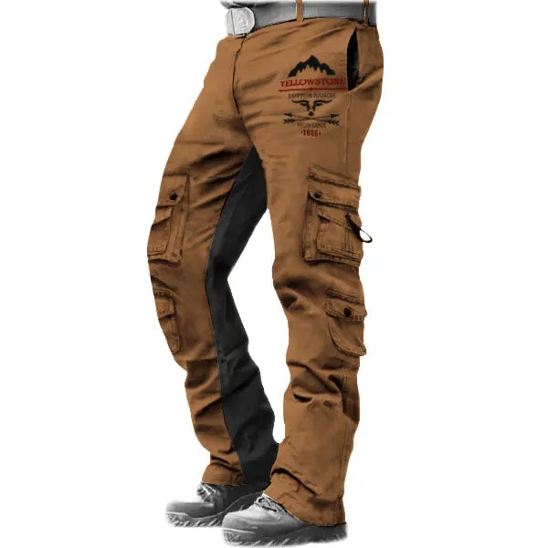 Men's Tactical Pants Outdoor Vintage Yellowstone Washed Cotton Washed Multi-pocket Trousers