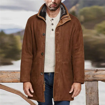 Men's Outdoor Mid-Length Double Layer Woolen Coat Jacket