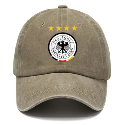 Germany Football DFB Unisex Washed Cotton Sun Hat Vintage Print Casual Cap