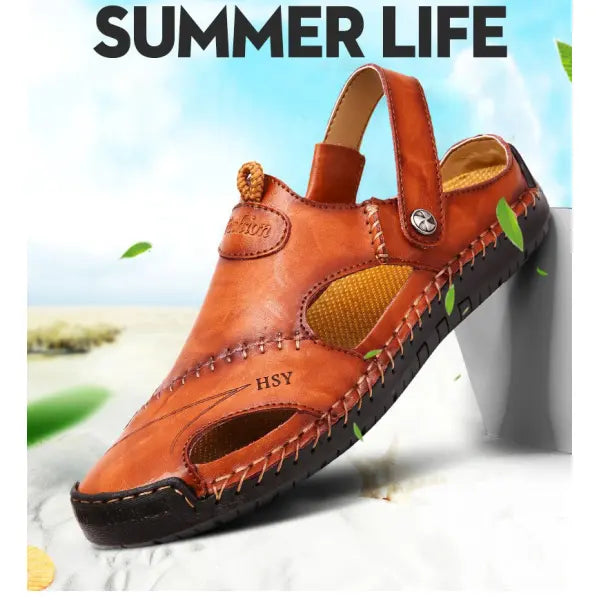 Men's Genuine Leather Two Wear Beach Sandals