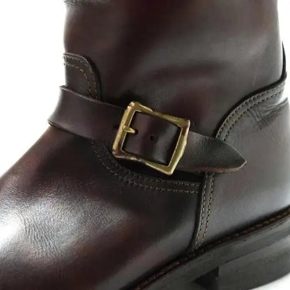 Men's Outdoor Retro Vntage Belt Buckle Low Heel PU Boots