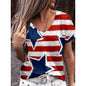 American Flag Print Women's V-Neck T-Shirt